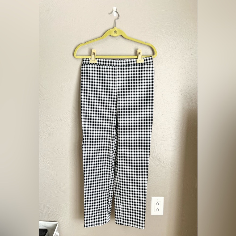 Isaac Mizrahi 24/7 Stretch Black & White Gingham Straight Leg Pants